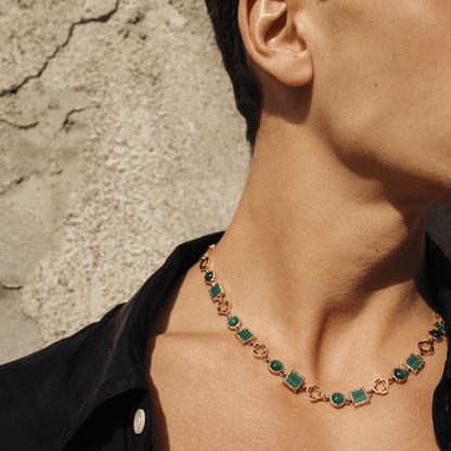 Collana in Gemma di Quarzo Verde (Oro)