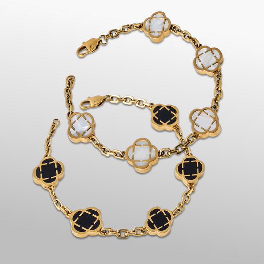 Set di Bracciali in Pietra Trifoglio (Oro)