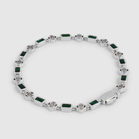 Bracciale Trifoglio in Gemma Verde (Argento)