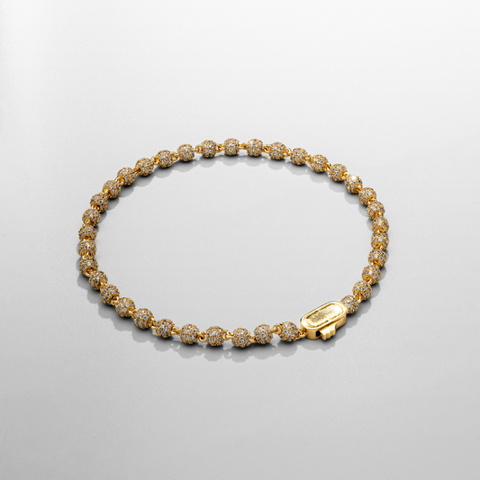 Bracciale Pendente a Sfera Iced (Oro) 4mm