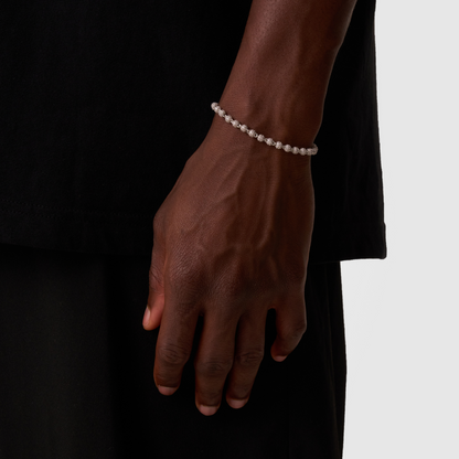 Bracciale con Pendente a Sfera Iced (Argento) 4mm