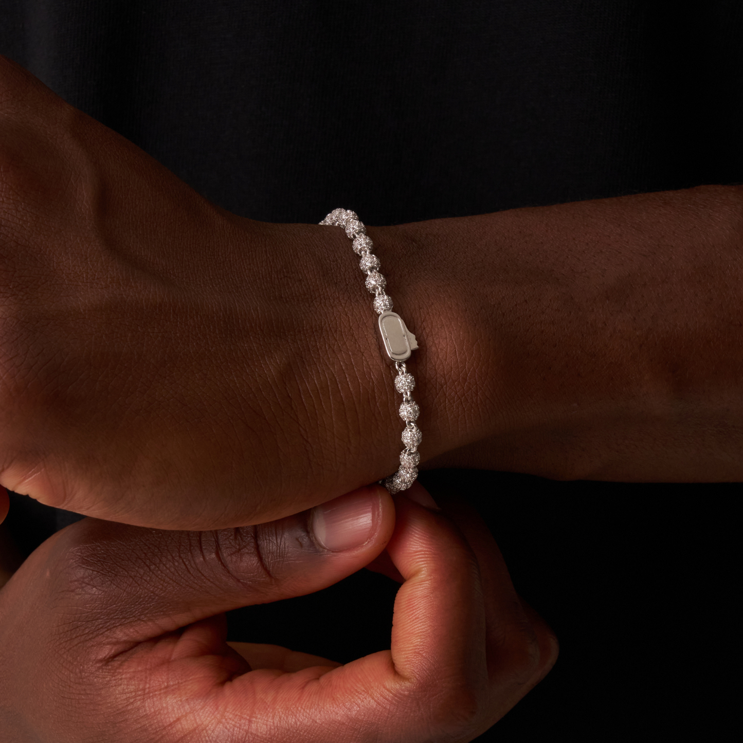 Bracciale con Pendente a Sfera Iced (Argento) 4mm