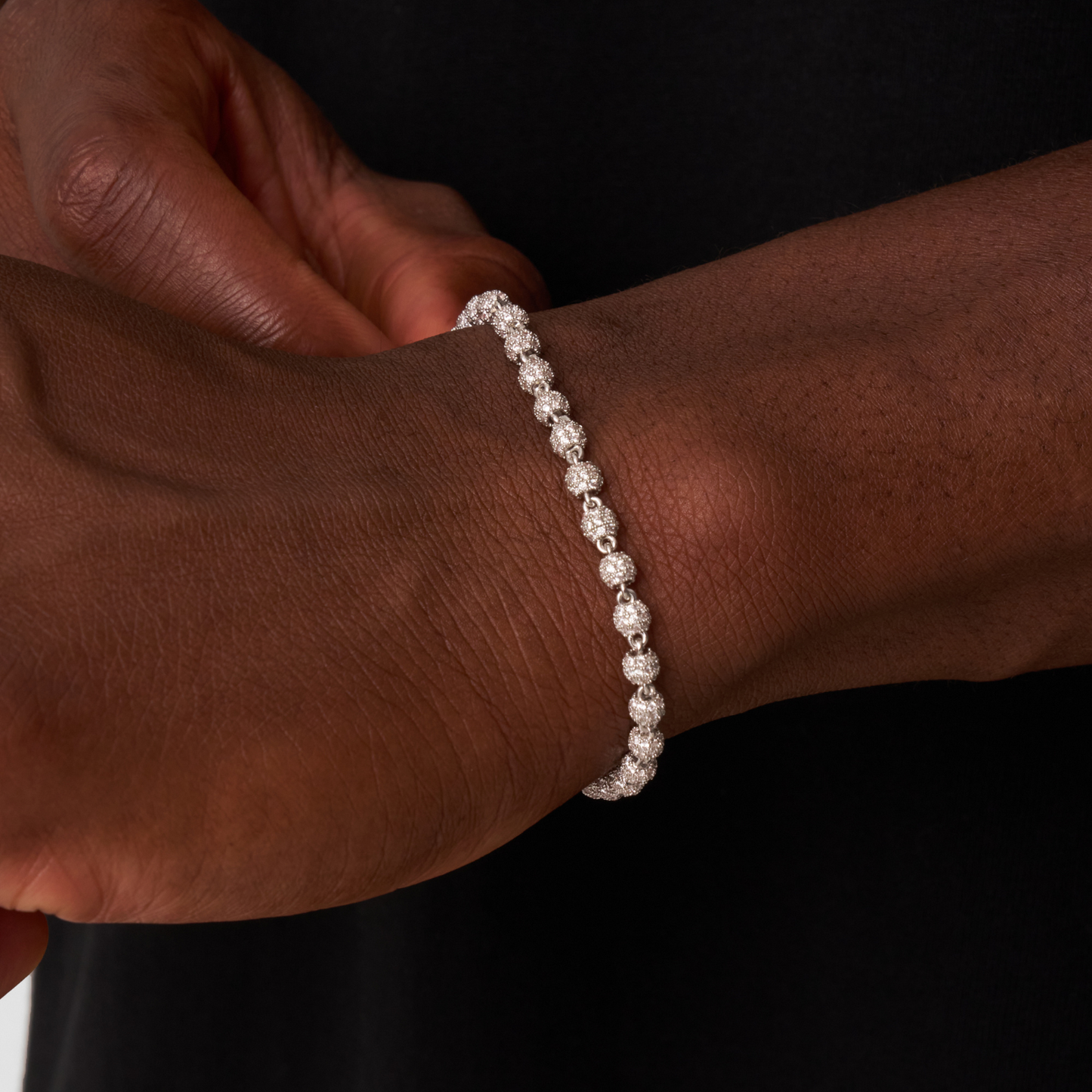 Bracciale con Pendente a Sfera Iced (Argento) 4mm