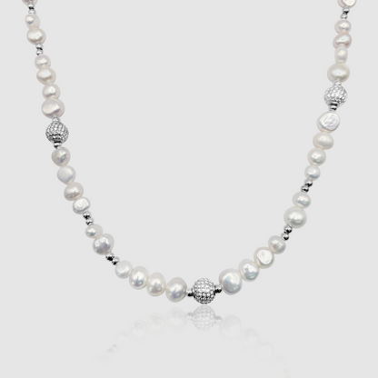 Collana di Perle Vere con Paillettes (Argento)