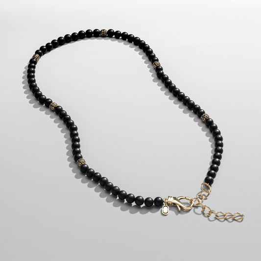 Collana di Perle in Onice Opaco (Oro)