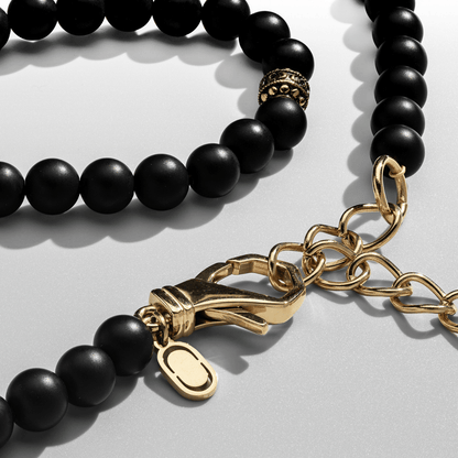 Collana di Perle in Onice Opaco (Oro)