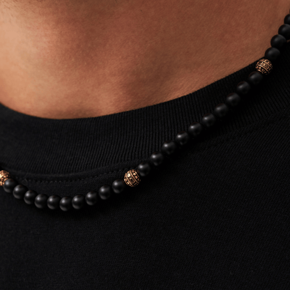 Collana di Perle in Onice Opaco (Oro)
