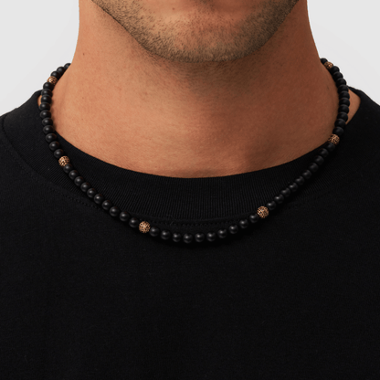 Collana di Perle in Onice Opaco (Oro)