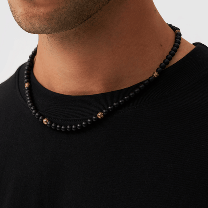 Collana di Perle in Onice Opaco (Oro)
