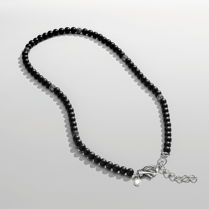 Collana di Perline in Onice Opaco (Argento)