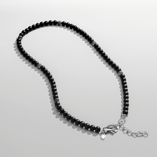 Collana di Perline in Onice Opaco (Argento)