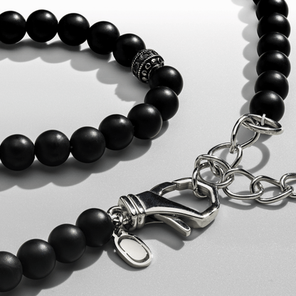 Collana di Perline in Onice Opaco (Argento)