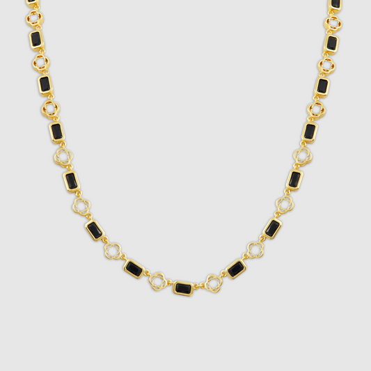 Collana in Onice a Quadrifoglio (Oro)