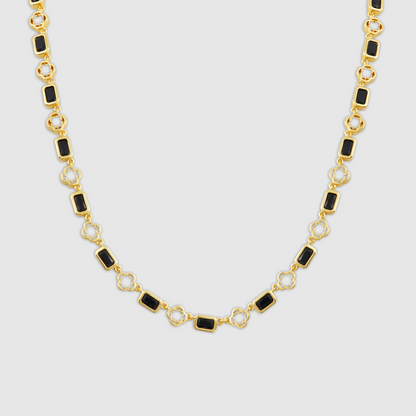 Collana con Gemma Onice a Forma di Trifoglio (Oro)