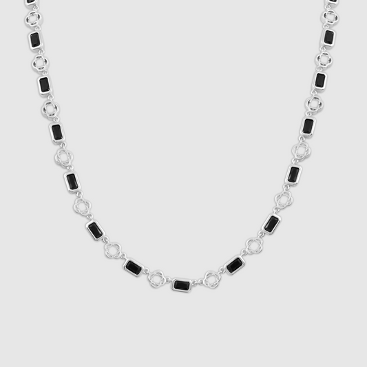 Collana in Onice a Forma di Trifoglio (Argento)