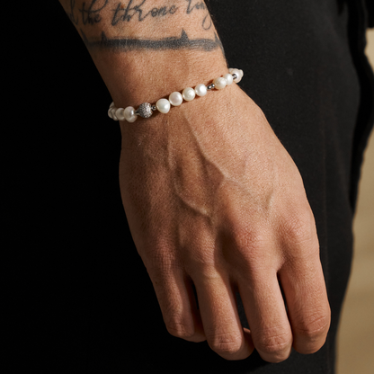 Bracciale di Perle Reali con Perline Ghiacciate (Argento)