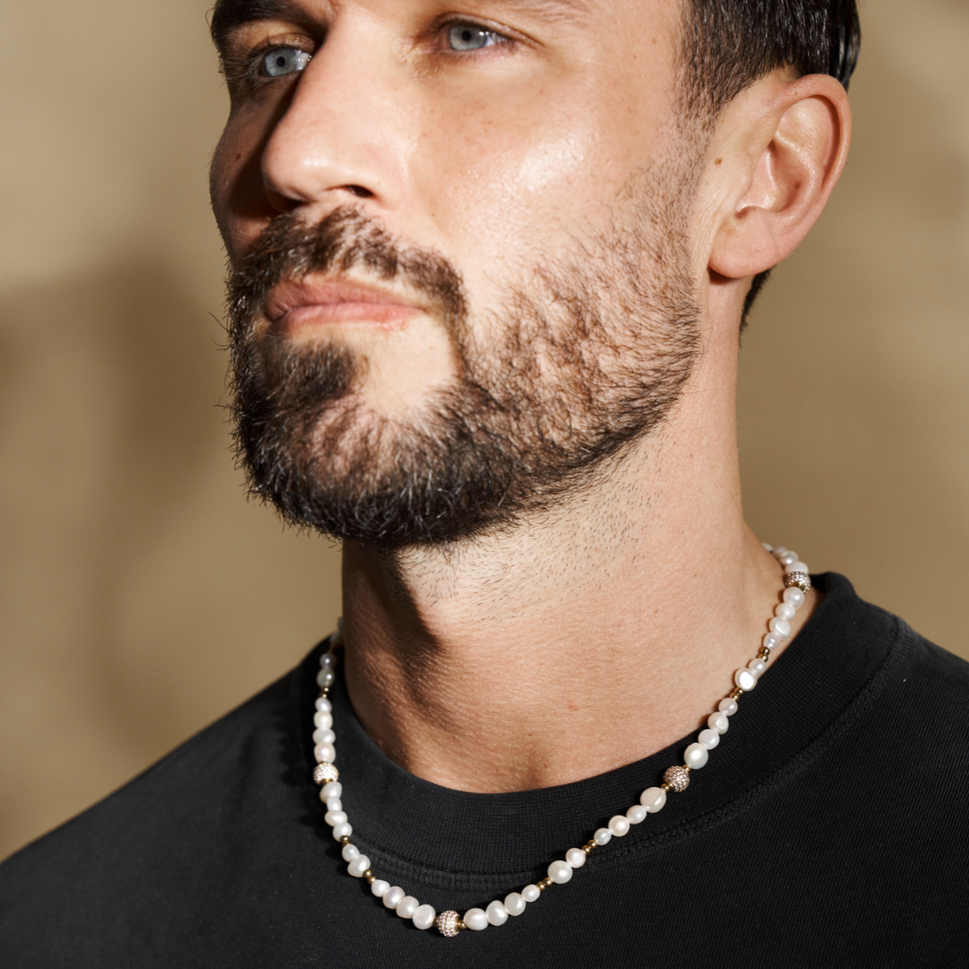 Collana di Perle Reali con Perline Ghiacciate (Oro)