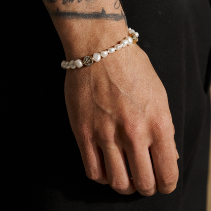 Bracciale Iced Smiley in Vera Perla (Oro)