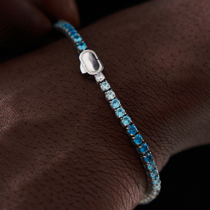 Bracciale Tennis Blu (Argento) 3mm