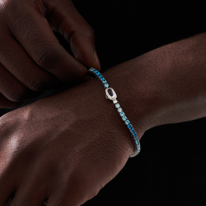 Bracciale Tennis Blu (Argento) 3mm