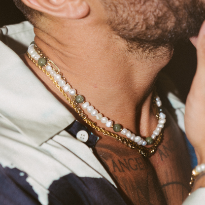 Collana di Perle Reali Verde Foresta