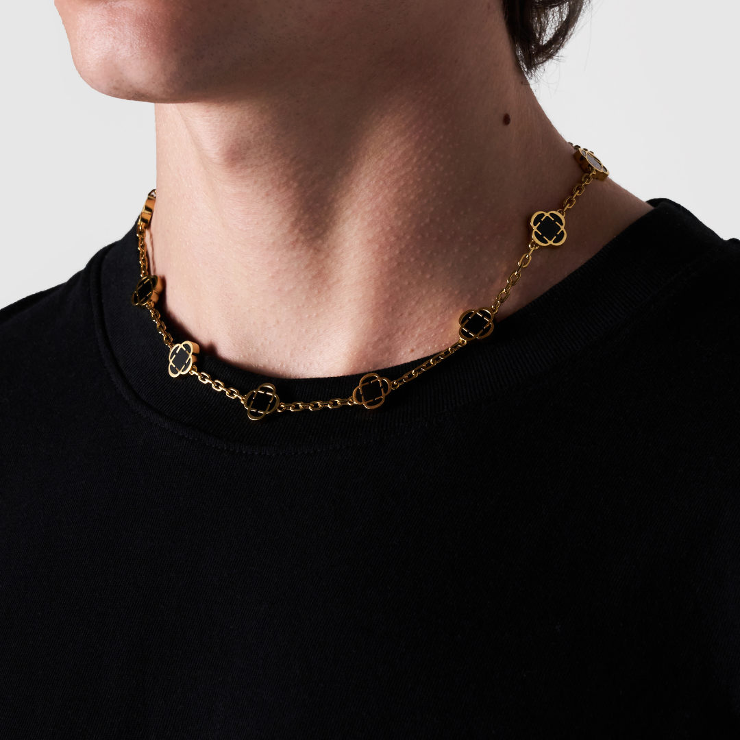 Collana in Pietra Onice Clover (Oro)