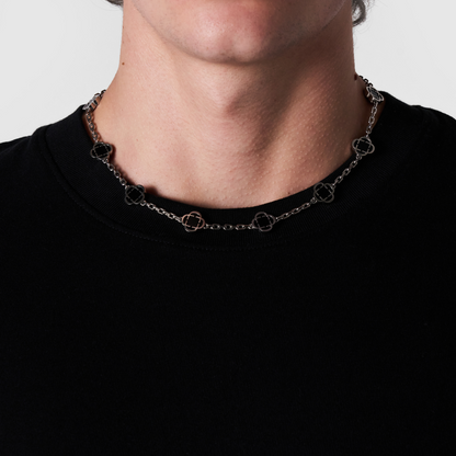 Collana in Pietra Onice Clover (Argento)