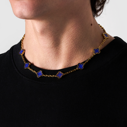 Collana in Pietra di Trifoglio Blu (Oro)