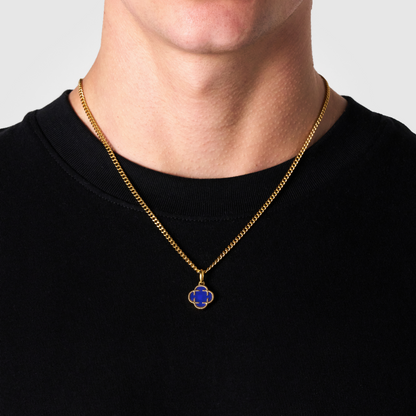 Pendente in Pietra di Trifoglio Blu (Oro)