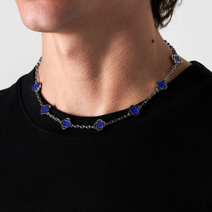 Collana in Pietra di Trifoglio Blu (Argento)
