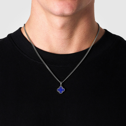 Pendente in Pietra Blu Clover (Argento)