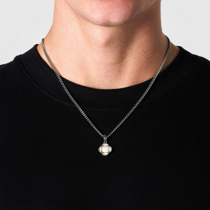 Pendente in Pietra di Trifoglio Bianco (Argento)