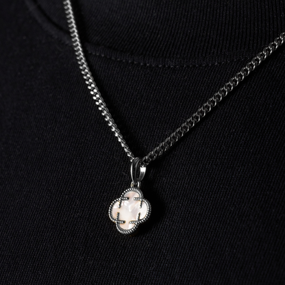 Pendente in Pietra di Trifoglio Bianco (Argento)