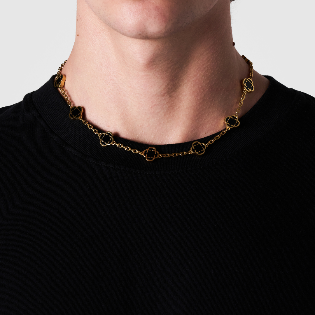 Collana in Pietra Onice Clover (Oro)