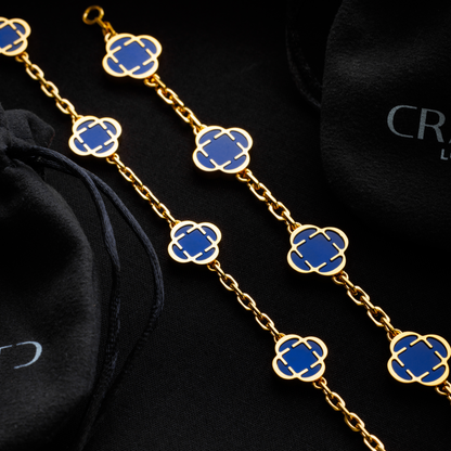 Collana in Pietra di Trifoglio Blu (Oro)