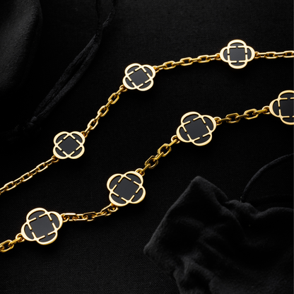 Collana in Pietra Onice a Trifoglio (Oro)