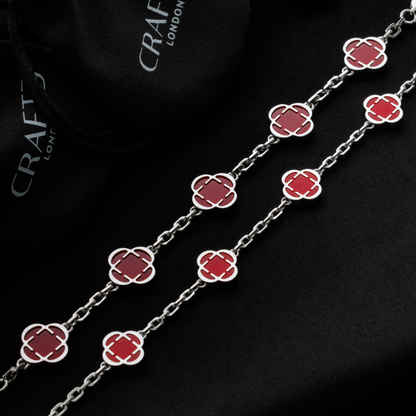 Collana in Pietra di Trifoglio Rosso Chiaro (Argento)