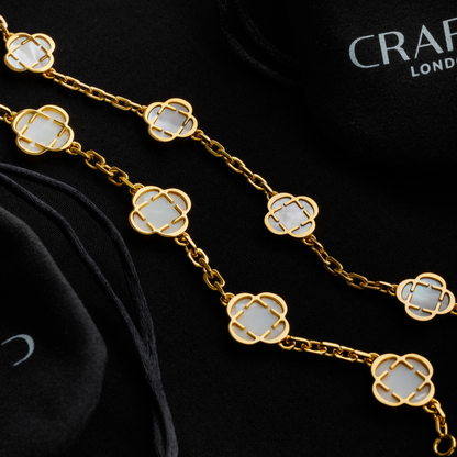 Collana in Pietra di Trifoglio Bianco (Oro)