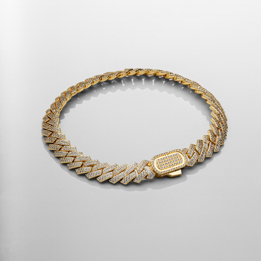 Bracciale Cubano Iced a Maglia (Oro) 8mm