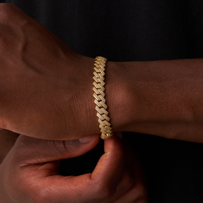 Bracciale Cubano Iced a Maglia (Oro) 8mm