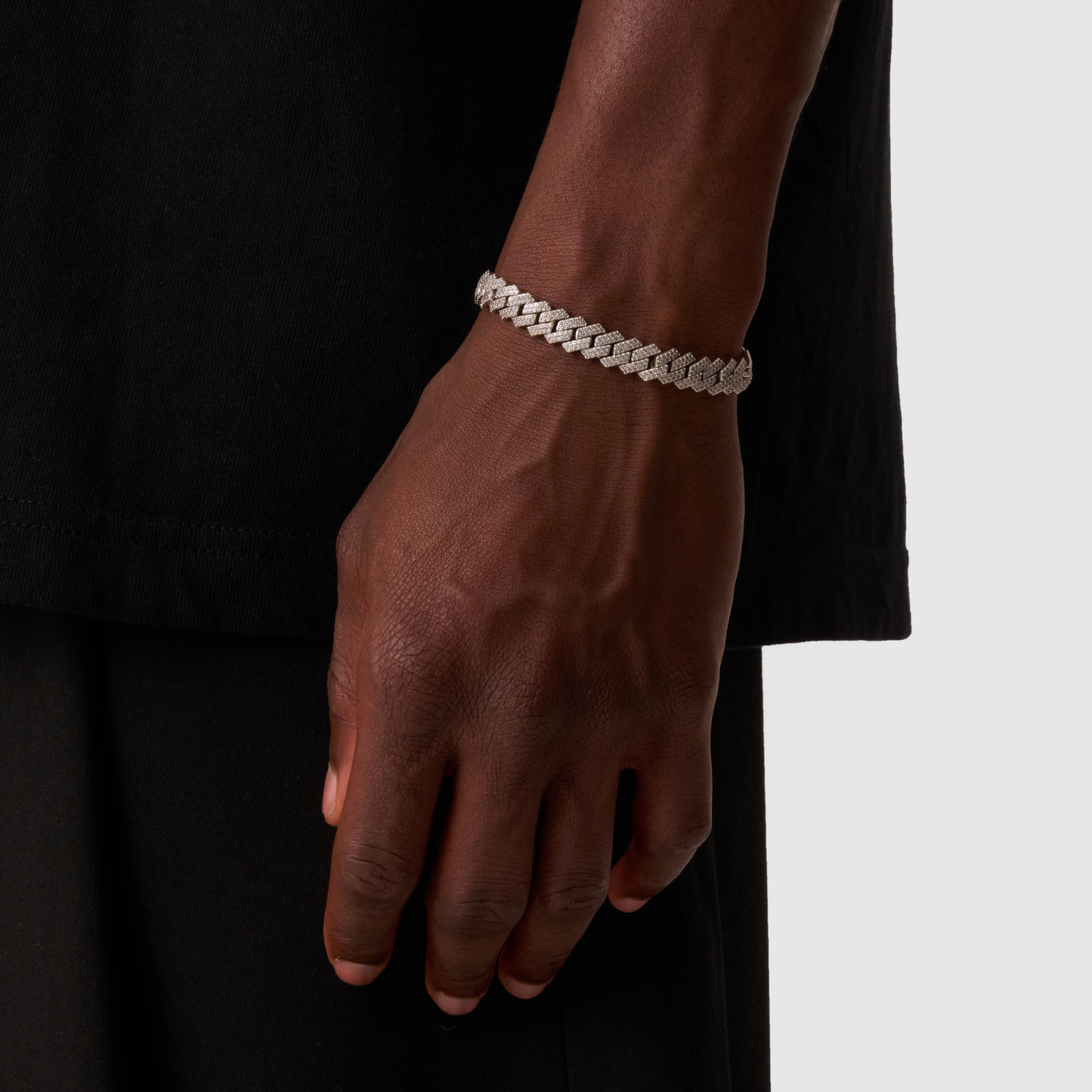 Bracciale Cubano Iced a Maglie (Argento) 8mm