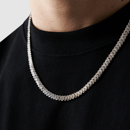 Collana Cubana Iced a Maglie (Argento) 6mm