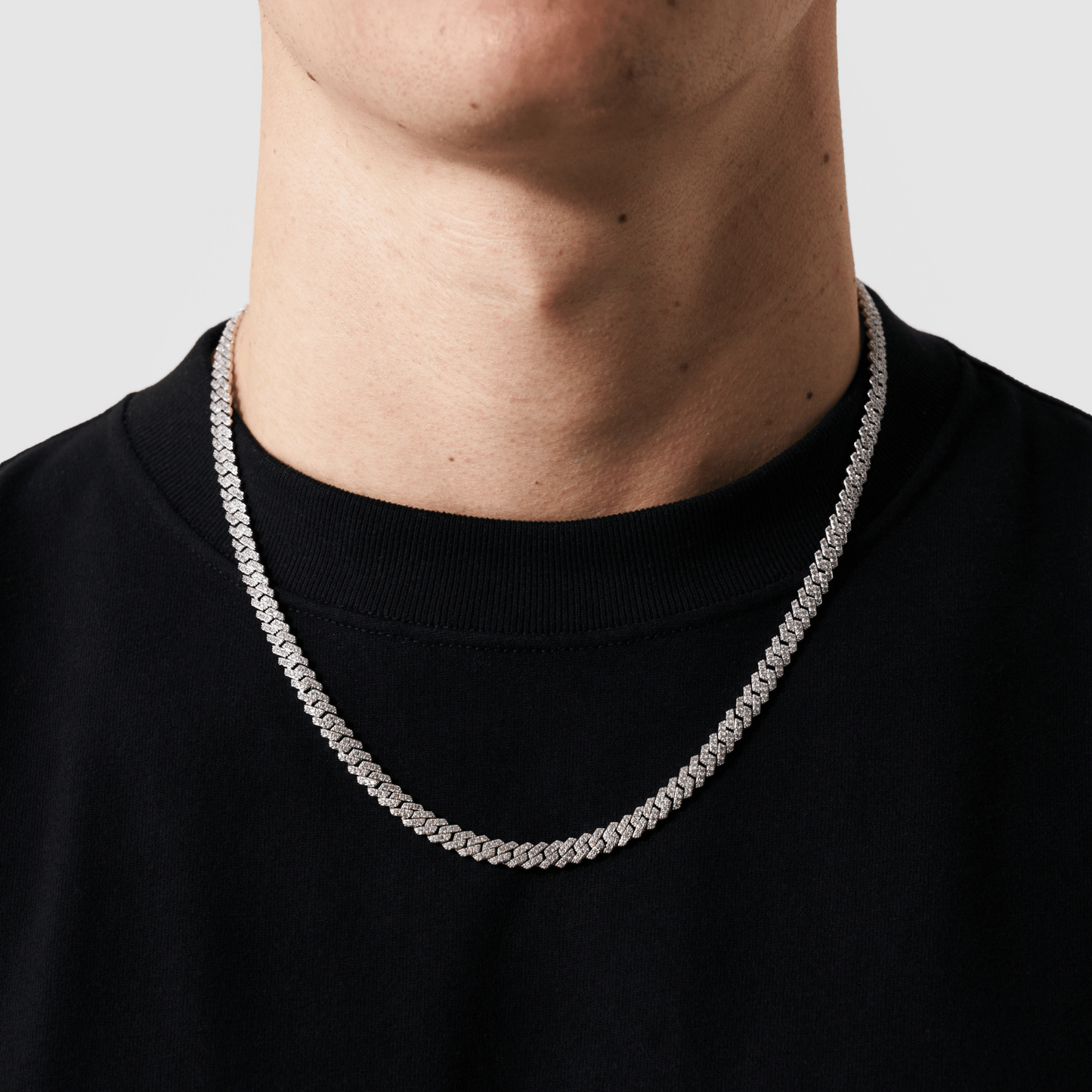 Collana Cubana Iced a Maglie (Argento) 6mm