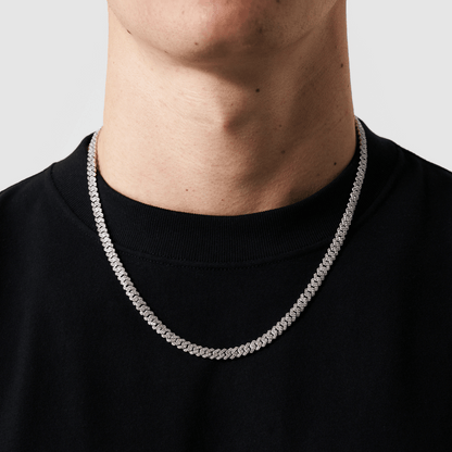 Collana Cubana Iced a Maglie (Argento) 6mm