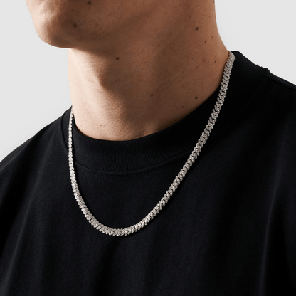 Collana Cubana Iced a Maglie (Argento) 6mm