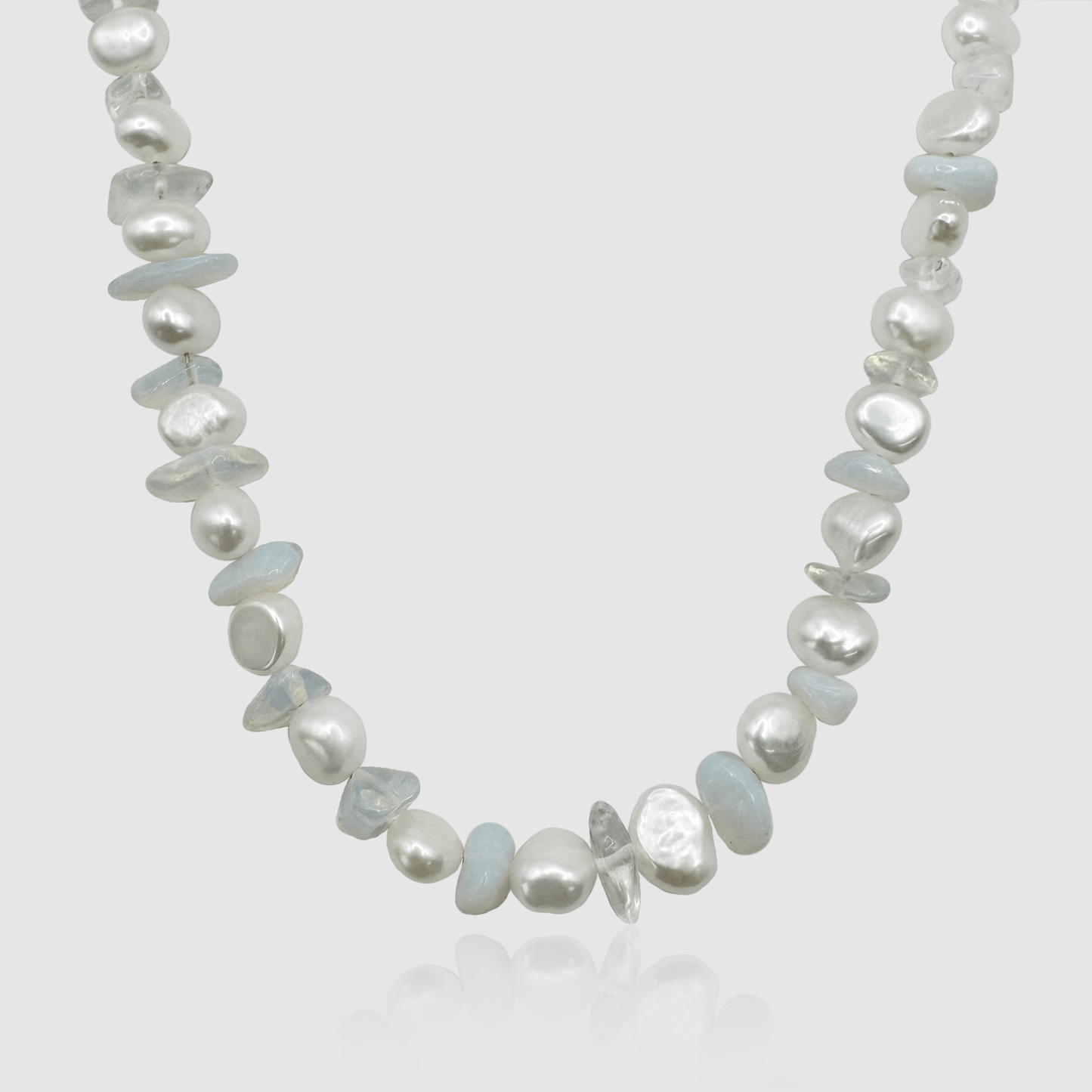 Collana in Quarzo Blu con Perle Vere (Argento)