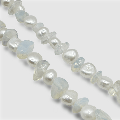 Collana in Quarzo Blu con Perle Vere (Argento)