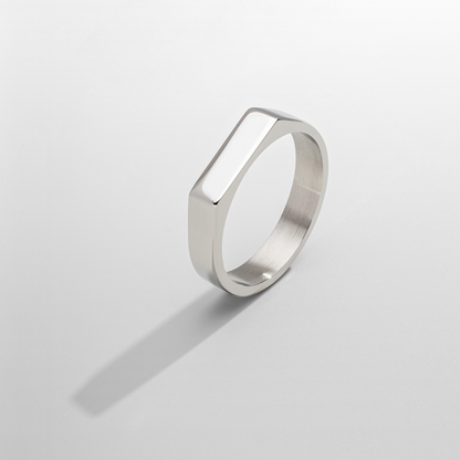 Anello Sigillo Rettangolare (Oro Bianco)