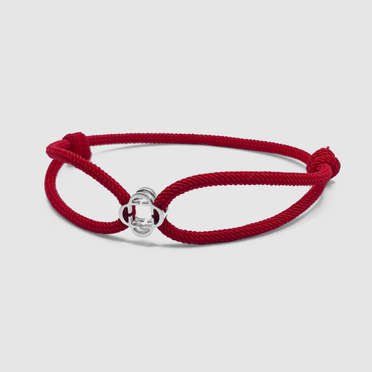 Bracciale in Cordino Rosso (Argento)
