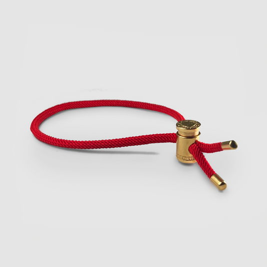 Bracciale con Chiusura a Toggle in Cordino Rosso (Oro)